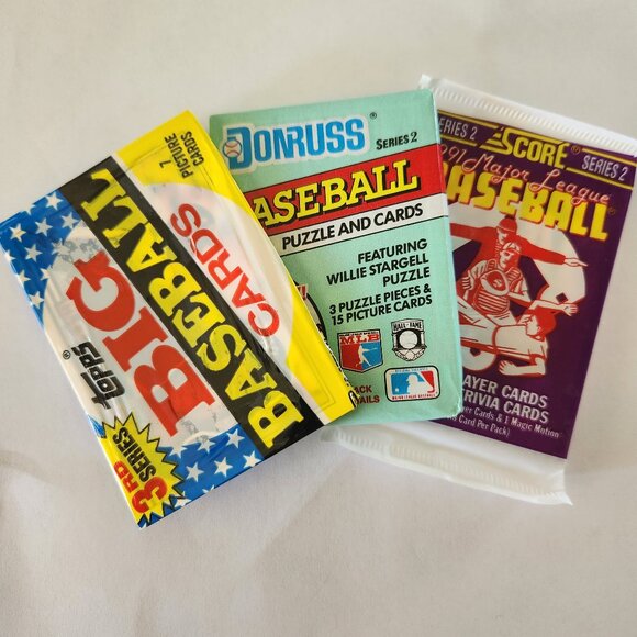 ⚾ Vintage Baseball Card Lot – 3 Unopened Packs (Donruss, Topps Big, Score) - Picture 1 of 7